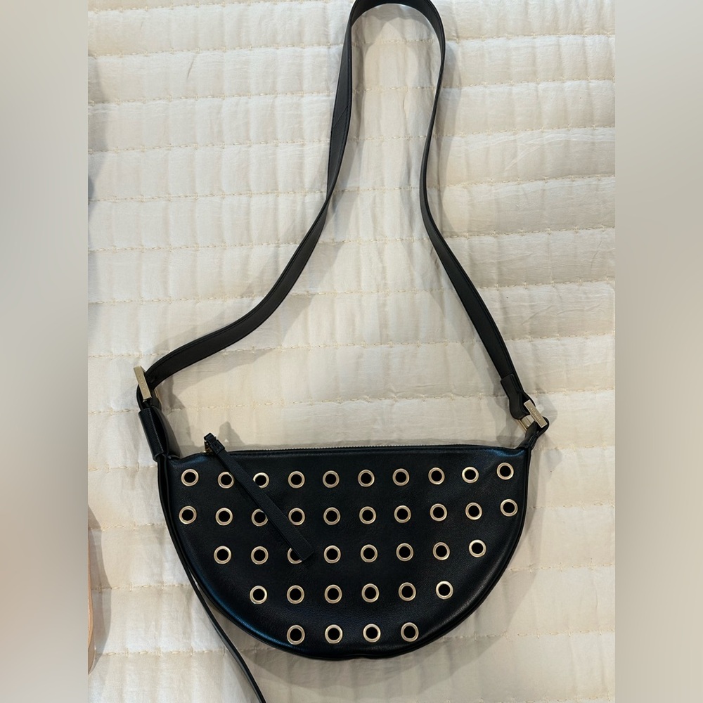 Black Grommet-Embellished Women's Bag